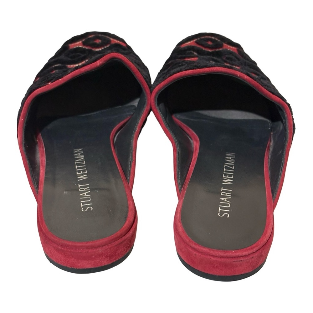 Stuart Weitzman Mulearky Red & Black Geometric Slip On Mule - Picture 7 of 9